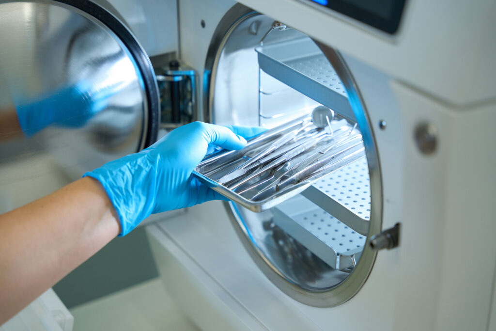 dental tools fresh out of the sterilisation machine