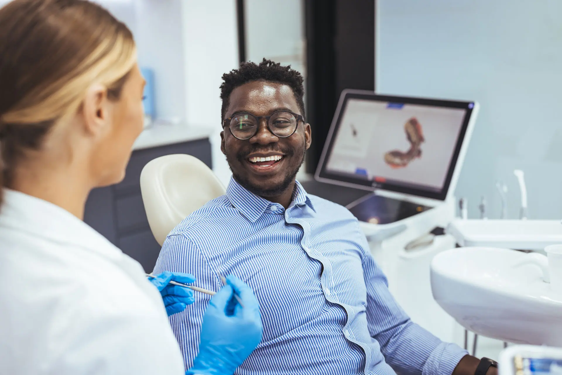 a happy patient receiving dental care
